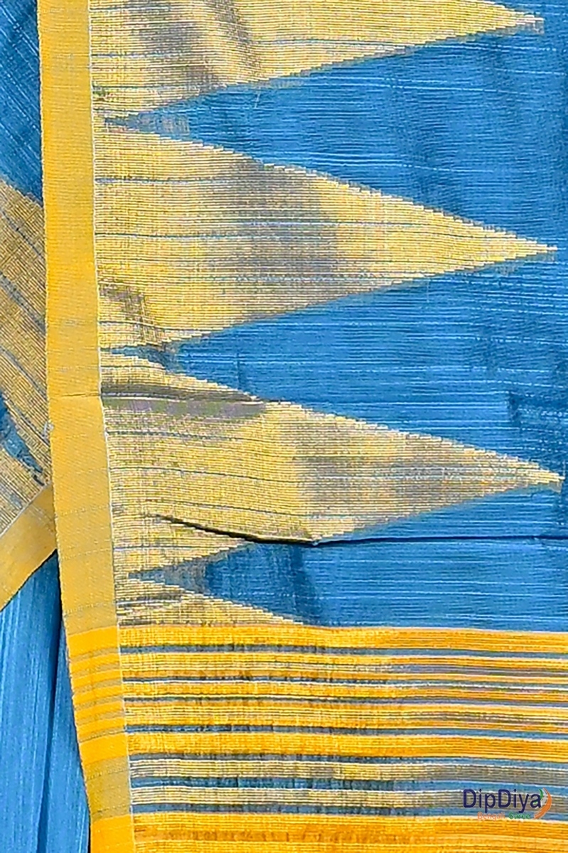 Sky Blue Cotton Blended Pariva Hand Loom Saree (362)